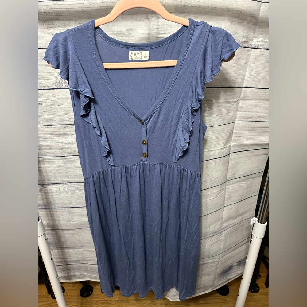Maurices Blue Ruffled Midi Sundress Large
